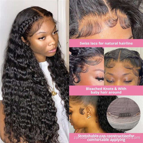 Raw Indian hair lace wigs 100% virgin human hair hd lace closure wig water wave glueless full hd lace human hair wigs